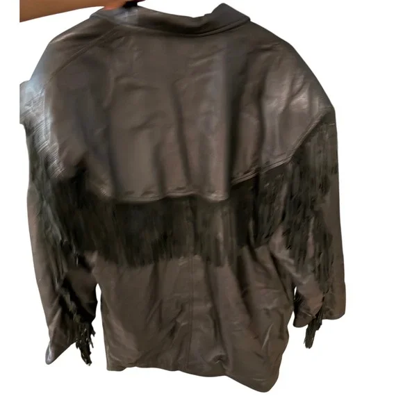 Wild Wild West Arrowsmith Black Leather Fringe Western Jacket Mens XL